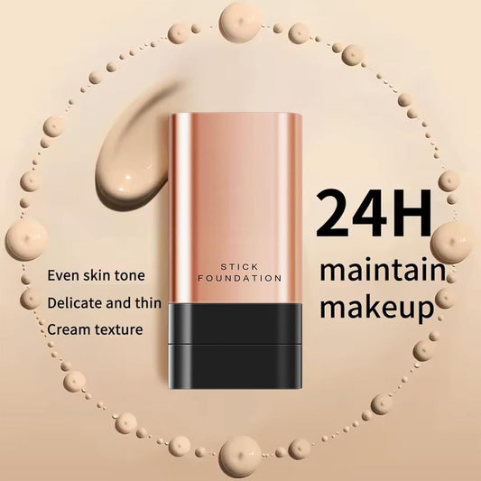 2 in 1 Korean Anti-Wrinkle Foundation Stick with hydrating, lightweight, waterproof formula for even skin tone and 24-hour makeup maintenance