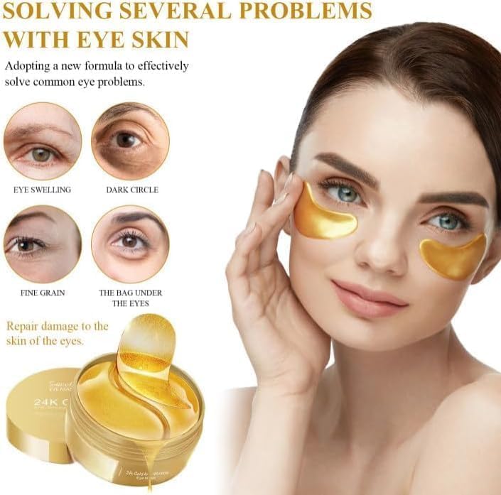 24k gold eye patches Eye Patches for Dark Circles with 24k Gold 60 Pcs - LIKKA BEAUTY