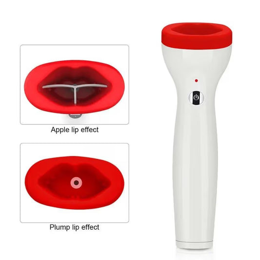 Natural white lip plumper device with silicone lip head for safe, non-invasive lip enhancement and collagen stimulation