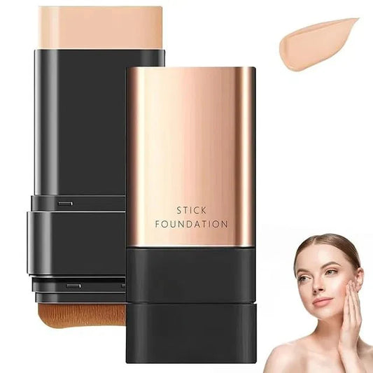 Korean 2 in 1 glass skin foundation stick with dual head for smooth, even skin tone and blemish coverage
