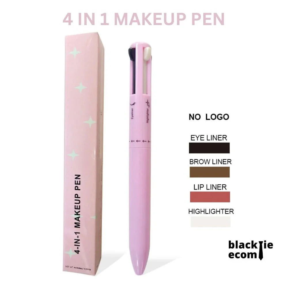 Multifunction Touch Up 4-in-1 makeup pen with eyeliner, brow liner, lip liner, and highlighter in pink packaging