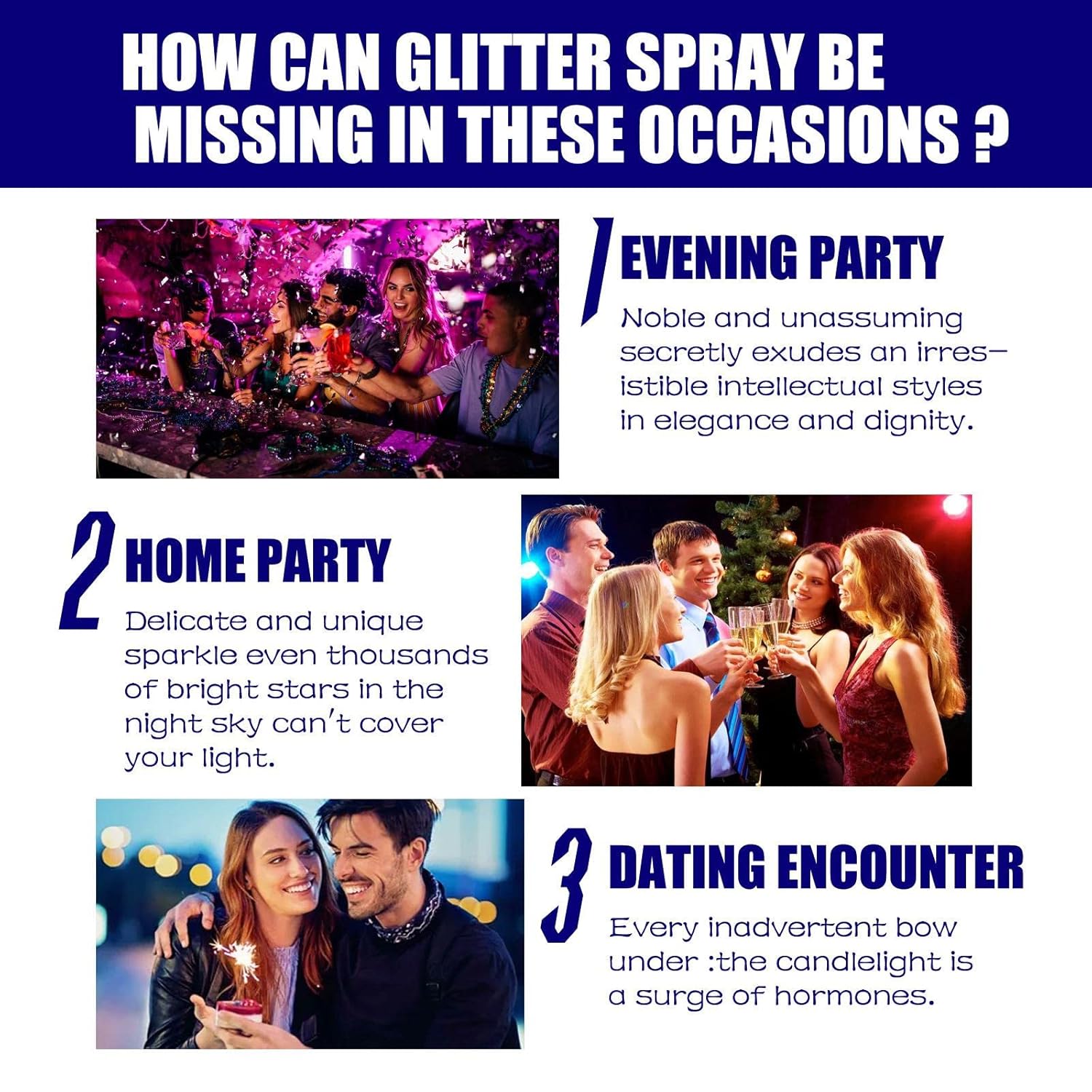 Shiny Glitter Spray 60ml Hair Body Glitter Spray for Nightclub Party Dating - LIKKA BEAUTY