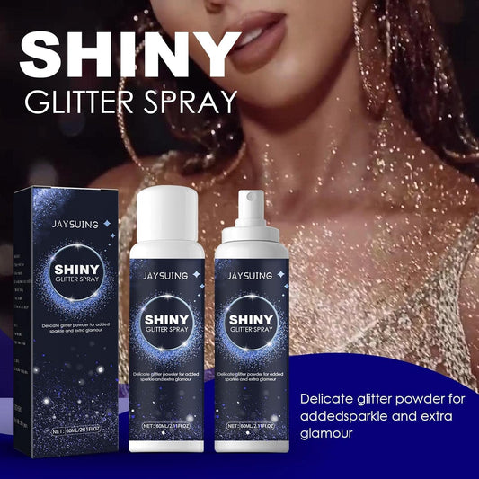 Shiny Glitter Spray 60ml bottle with dark blue starry packaging for hair and body shimmer sparkle boost