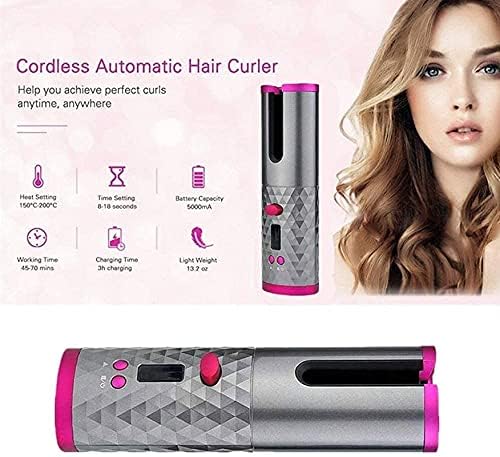 Skywell Wireless Auto Hair Curler with LCD Display USB Rechargeable Fast Heating Anti - Tangle Ceramic Barrel Portable Cordless Curling Iron for Travel & Home Short & Long Hair Heats Up Quick - LIKKA BEAUTY