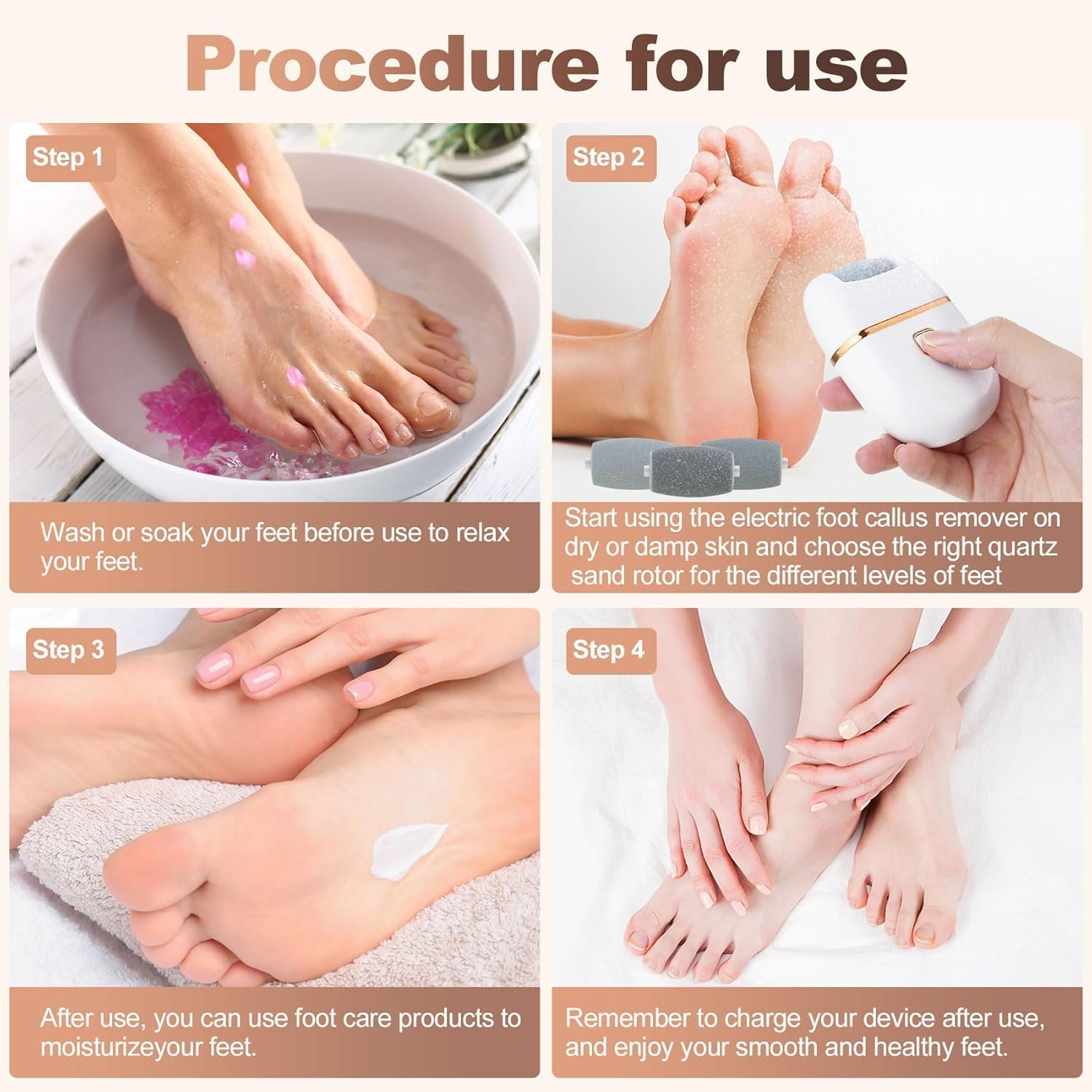 Xenos Rechargeable Callus Remover Pedicure Device for Women - Foot Scrubber for Dead Skin (pedicure machine) - LIKKA BEAUTY